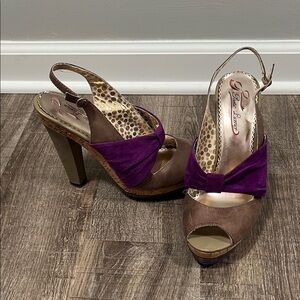 Poetic License Purple and Brown Slingback Heels